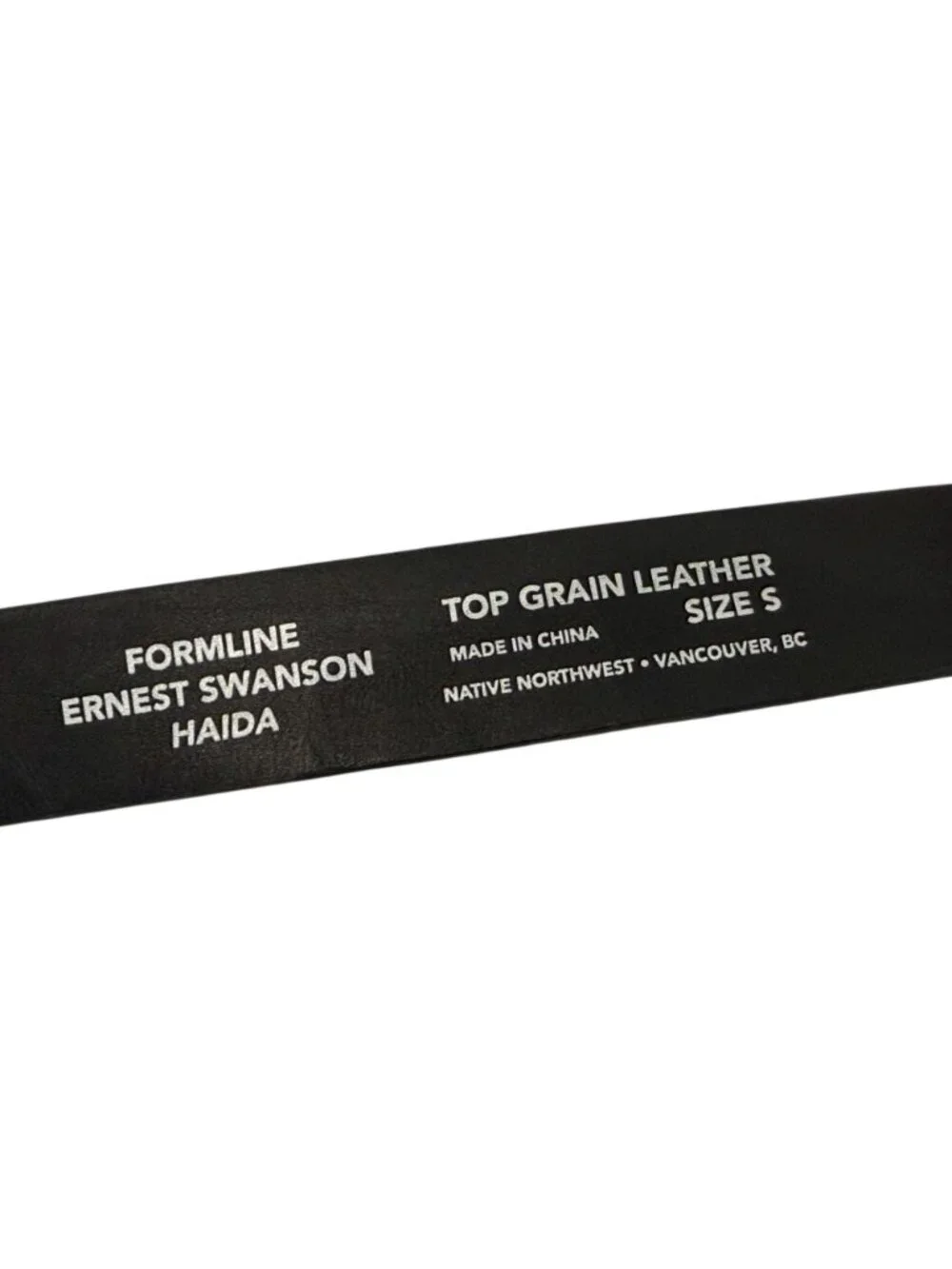 Ernest Swanson Formline Black Leather Belt with Northwest Native Design  38